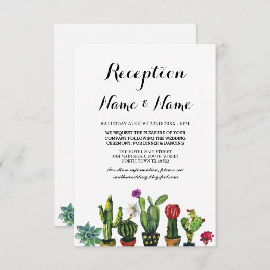 結婚披露宴のフェスタのサボテンのメキシコ人の挿入物 エンクロージャーカード (正面/裏面)