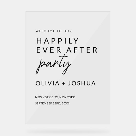 結婚披露宴のミニマリストの後を楽しく アクリルサイン (正面)