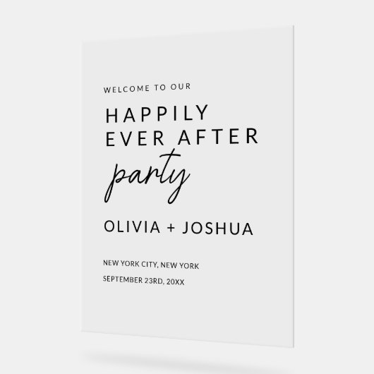 結婚披露宴のミニマリストの後を楽しく アクリルサイン (傾斜)