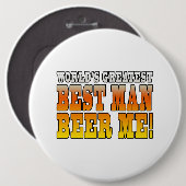 結婚披露宴の好意: 世界のすばらしい花婿介添人 缶バッジ (正面&裏面)