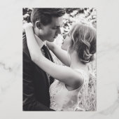 結婚披露宴の後ずっとフォイル青い抽象芸術アート 箔招待状 (裏面)