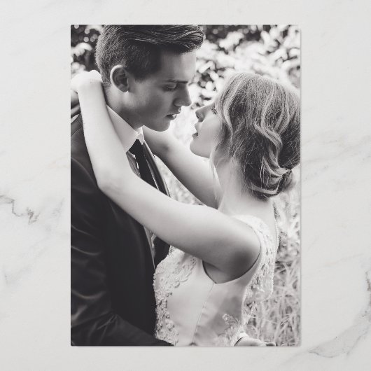 結婚披露宴の後ずっとフォイル青い抽象芸術アート 箔招待状 (裏面)