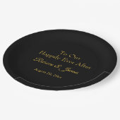 結婚披露宴の後ずっとブラック&金ゴールドが幸せに ペーパープレート (アングル)