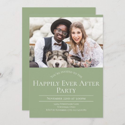 結婚披露宴の後ずっと幸せな写真パーティー 招待状 (正面/裏面)