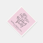 結婚披露宴の後ずっと幸せにピンク色の黒 スタンダードカクテルナプキン (角)