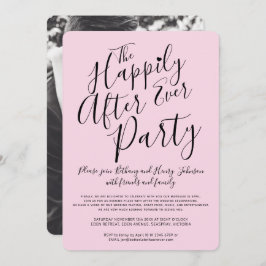 結婚披露宴の後ずっと幸せにピンク色の黒 招待状