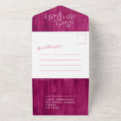 結婚披露宴の後ずっと幸せにピンク赤 オールインワン招待状 (外側)