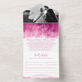 結婚披露宴の後ずっと幸せにピンク赤 オールインワン招待状 (内側)