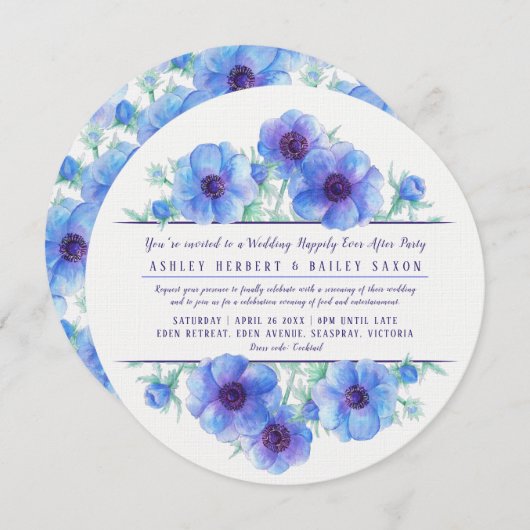 結婚披露宴の後のブルーアネモン 招待状 (正面/裏面)