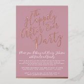 結婚披露宴の後、ピンクのバラの金ゴールドは幸せに続く 箔招待状 (正面)