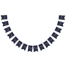 結婚披露宴の旗布の濃紺およびのどの金ゴールドホイル