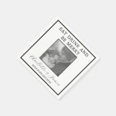 結婚披露宴の白黒縁ど写真付き スタンダードカクテルナプキン (角)