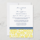 結婚披露宴の青く黄色いダマスク織だけ 招待状 (裏面)