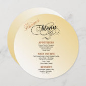 結婚披露宴の食事メニューの招待状(円形) メニュー (正面/裏面)