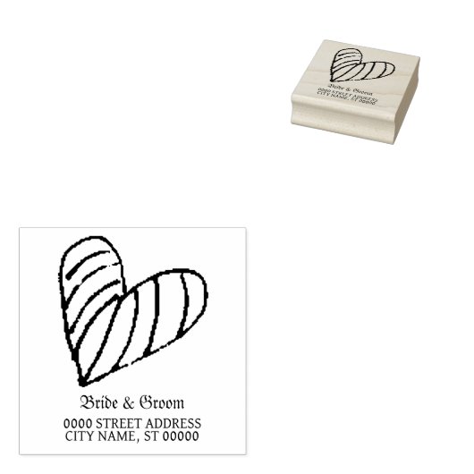 結婚披露宴ハートのアウトラインのエレガント装飾 ラバースタンプ (押印)
