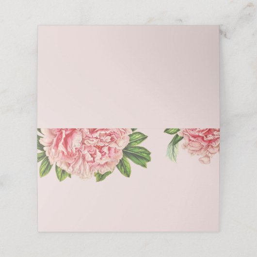 結婚披露宴ヴィンテージピンクフローラ牡丹フラワー プレイスカード (外部開封)