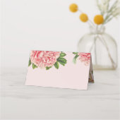 結婚披露宴ヴィンテージピンクフローラ牡丹フラワー プレイスカード (正面)