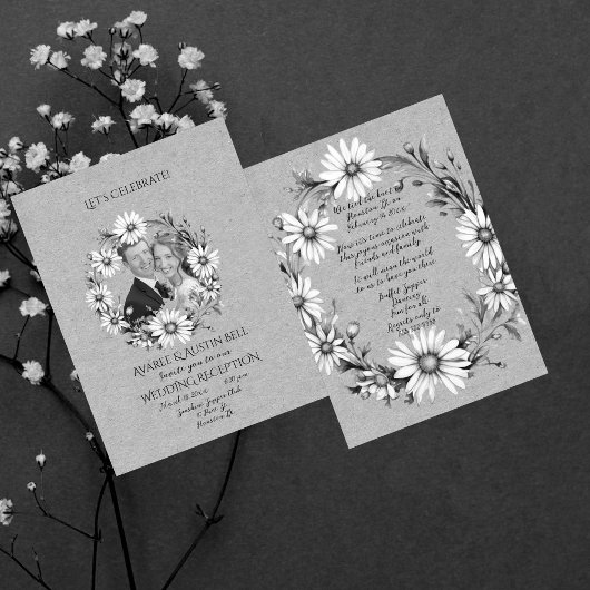 結婚披露宴後のパーティー祝賀 モノクロ ノートカード