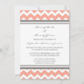 結婚披露宴灰色の珊瑚のシェブロンだけ 招待状 (裏面)