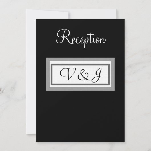 結婚披露宴 ブラック ホワイト モノグラム 招待状 (正面)