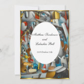 結婚抽象芸術エレガントモダン 招待状 (裏面)