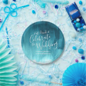 結婚抽象芸術ティール（緑がかった色）アクア紙プレート ペーパープレート (パーティー)