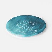 結婚抽象芸術ティール（緑がかった色）アクア紙プレート ペーパープレート (アングル)