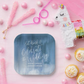 結婚抽象芸術ブルーグレー紙プレート ペーパープレート (パーティー)