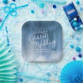 結婚抽象芸術ブルーグレー紙プレート ペーパープレート (パーティー)