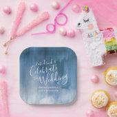 結婚抽象芸術ブルーグレー紙プレート ペーパープレート (パーティー)