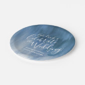 結婚抽象芸術ブルーグレー紙プレート ペーパープレート (アングル)