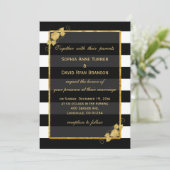 結婚招待状 |ゴールドフォイル黒ストライプ色 招待状 (スタンド正面)