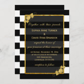 結婚招待状 |ゴールドフォイル黒ストライプ色 招待状 (正面/裏面)