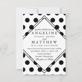 結婚招待状|ブラッククラシック水玉模様 招待状