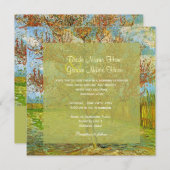 結婚招待状.ヴィンテージフローラピンクピーチトレージ 招待状 (正面/裏面)