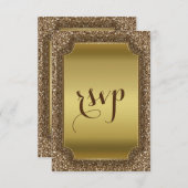 結婚招待状 |金ゴールドカスタムグリッターRSVP 出欠カード (正面/裏面)