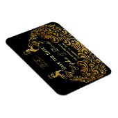 結婚招待状 |金ゴールドピアクック日付を保存 マグネット (右側)