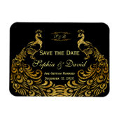 結婚招待状 |金ゴールドピアクック日付を保存 マグネット (横)