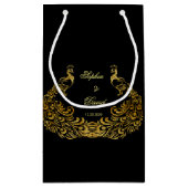 結婚招待状 |金ゴールドピーコックブラックフェイバーバッグ スモールペーパーバッグ (裏面)
