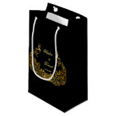結婚招待状 |金ゴールドピーコックブラックフェイバーバッグ スモールペーパーバッグ (正面アングル)