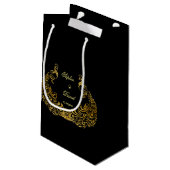 結婚招待状 |金ゴールドピーコックブラックフェイバーバッグ スモールペーパーバッグ (裏面アングル)