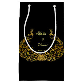 結婚招待状 |金ゴールドピーコックブラックフェイバーバッグ スモールペーパーバッグ