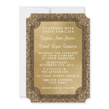 結婚招待状 |金ゴールドリーフ&グリッター招待状
