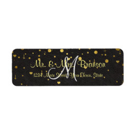 結婚招待状 |金ゴールド紙吹雪モノグラム ラベル