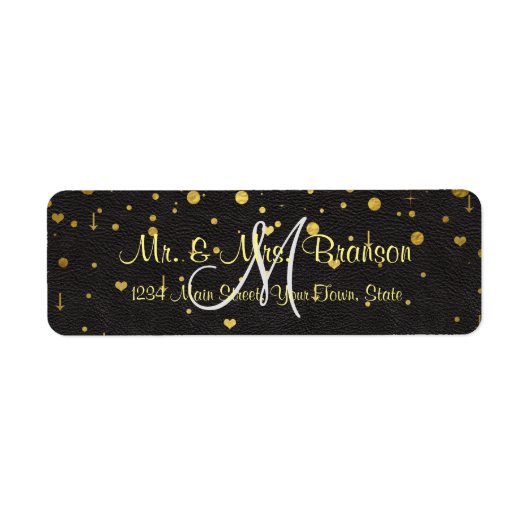 結婚招待状 |金ゴールド紙吹雪モノグラム ラベル (正面)