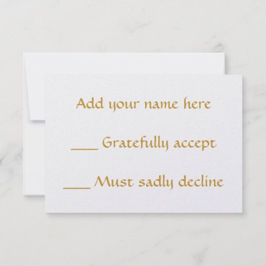 結婚指輪が付いている金3D十字 出欠カード (裏面)