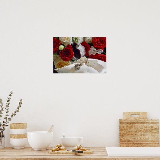 結婚指輪とバラポスター ポスター (キッチン)