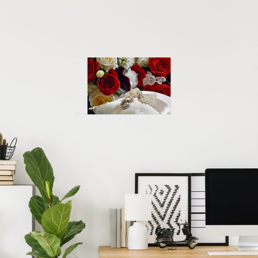 結婚指輪とバラポスター ポスター (ホームオフィス)