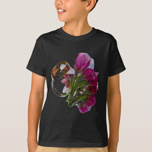結婚指輪と花 Tシャツ (正面)