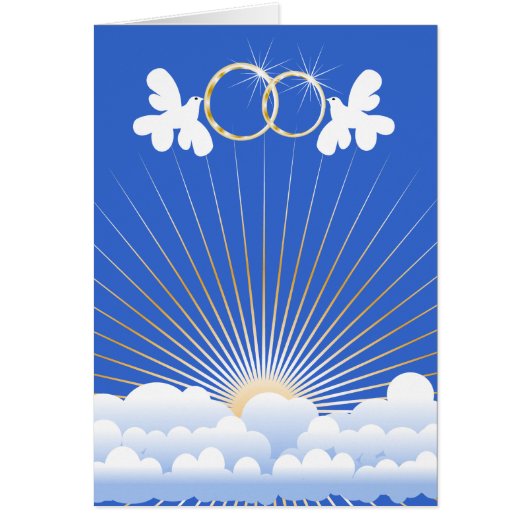 結婚指輪のカスタム・カードを持つ鳩 (正面)